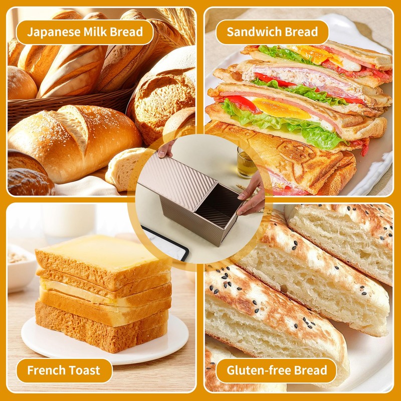 DUBUOZA Non-Stick Bread Toast Mould with Lid 2 Pieces Toast