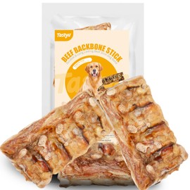Tastyu Beef Backbone Dog Treats Single Ingredient, Rawhide Bison Rib Bones Dog Chew Sticks for Large Dogs & Medium Breeds (Beef Backbone 10.58-14.11oz)