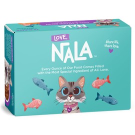 LOVE, NALA - Natural Adult Cat Wet Food - FLAKED Tuna and Salmon in Broth- Grain Free, Non-GMO, Lean Protein, Omega 3, Digestive Fiber Blend, Added Minerals & Vitamins - 12 Pack 2.4 lbs.