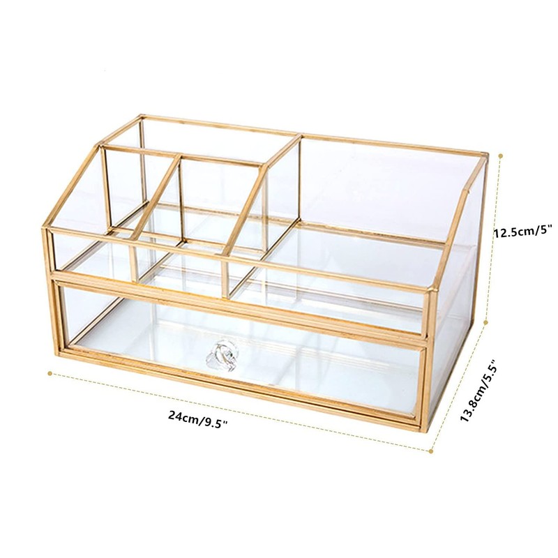 bofeiull Glass Makeup Brush Holder, Makeup Brush Organizer Jewelry Display