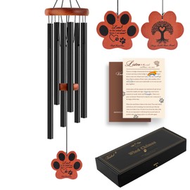 VENBEEL Pet Memorial Wind Chime, 28" Dog Memorial Gifts for Loss of Dog, Black Paw Pendant Pet Loss Gifts, Dog Sympathy Bereavement Remembrance Gift