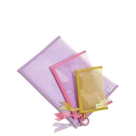 Clear 3 Pouch Organizer Set, Colorblock, One Size