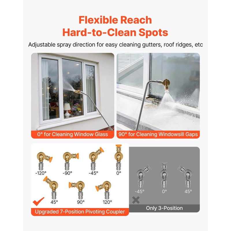 VEVOR 25 FT Pressure Washer Telescoping Wand, with Power Washer