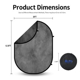 Kate Collapsible Backdrop Pop-up Photo Backdrops Folded Grey Black for Photography, for Video, for Broadcast, 5x6.5ft