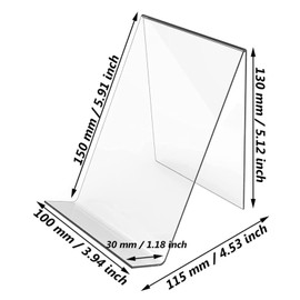Bymivofun Pack of 8 Acrylic Book Stands, Transparent Oblique Brochure Stand, Clear Acrylic Book Display for Phones, Signs, Brochures, Menu Posters, Magazines
