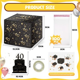 WenmthG Upgrade Funny Money Gifts Birthday 40, DIY Surprise Box, 40th Birthday Money Box for Cash Gift Draw, Gift Box for 40th Birthday Man Woman (13.3 x 13 x 11cm)