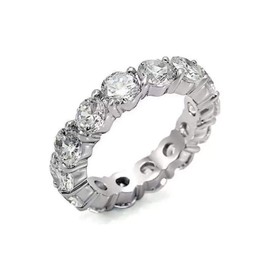 Unisex 4mm Eternity Cubic Zirconia CZ Tennis Ring White Gold/14K Gold Stackable Eternity Engagement Wedding Band for Men and Women Icy CZ Pinky Ring (7)