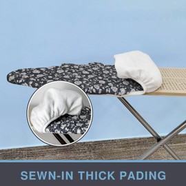 VividPaw Ironing Board Cover and Pad, Standard Size 15x54, Thick Padding, Elastic Edge, Resist Scorching, Adjustable Fastener, Heavy Duty Floral Iron Board Covers (Rose)