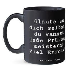 Mr. & Mrs. Panda Tasse Spruch Prüfungen bestehen - Geschenk, inspirierende Worte, Kaffeetassen, Mutmacher, Inspiration, Schöne Teetassen, du kannst