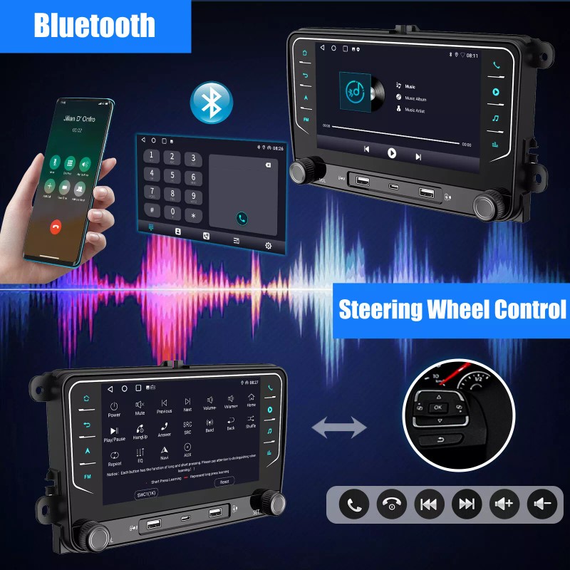 ESSGOO 7" Android14 For VW Volkswagen Jetta Passat Car Stereo