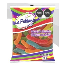 Gomitas Lombriz Azucarada Sabores La Poblana Bolsa De 1kg