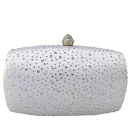 Boutique De FGG Women's Crystal Clutch Evening Bag Bride Handbags for Wedding Party Diamond Rhinestone Clutch Purse,Mini,Mini, A-silver, Small