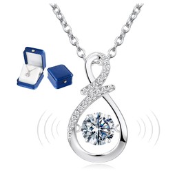 BELLNA Moissanite Necklace Gifts for Women, 925 Sterling Silver Dancing Necklace, Sparkling Gift for Her, 1 Carat Moissanite Infinity Pendent, Birthday, Wedding, Anniversary,Valentines Gift