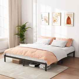 ALDRICH 10 Inch Metal Bed Frame Queen Size - Double Black Basic Steel Slats Platform, Easy Assembly Heavy Duty Noise Free Bedframes, No Box Spring Needed