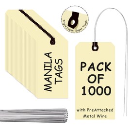 INNOVART Shipping Tags - Double Wired 6 1/4" x 3 1/8", Manila Wire Tags with Reinforced Eyelet, Case of 1000