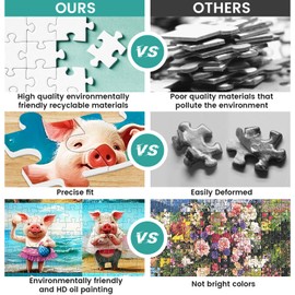 300 Piece Puzzle for Adults,Cute Pig Jigsaw Puzzle 300 Pieces Animals Lover Puzzles for Kids Adult Senior Premium Cardboard Puzzle for Relaxation Tabletop Family Activity Game Night Gifts