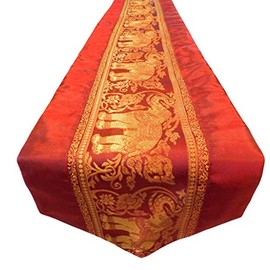 Table Runner Elephant Tablecloth Tablerunner Elegant Thai Silk (winered)