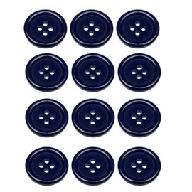 Pack of 12 Dark Blue Sew on 15mm Round Buttons Flat 4 Holes 24L (Dark Blue, 15mm-12Pcs)