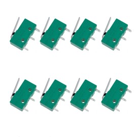 KW4-3Z-3 Micro Limit Switch Short Straight Hinge Lever arm Micro Switch SPDT NO NC 3 Terminal instantaneous Short Straight Rod Type is Suitable for Machine Numerical Control (Green)-8PCS