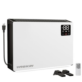 VAGKRI Wall Heater, Electric Space Heater for Bedroom 1500W, 3 Heating Modes, 24H Timer, Remote Control, Wall Mounted Heaters with Stand Base for Indoor Use, White