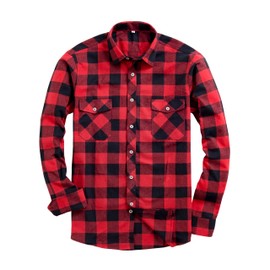 Alimens & Gentle Men's Button Down Regular Fit Long Sleeve Plaid Flannel Casual Shirts