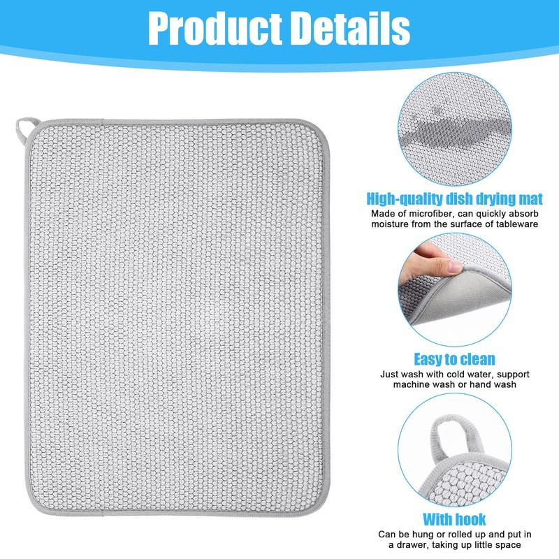 Giantree Small Microfiber Dish Drying Mat, Absorbent Dish Drainer Mats