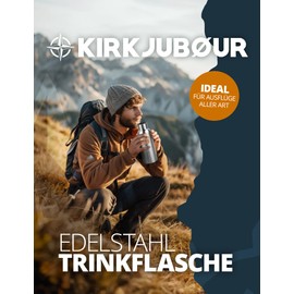 Kirkjubøur® Eisur Stainless Steel Water Bottle with Tea Strainer - Robust, Environmentally Friendly and Leak-Proof - Perfect for Outdoor Adventures - BPA Free (0.5 L)
