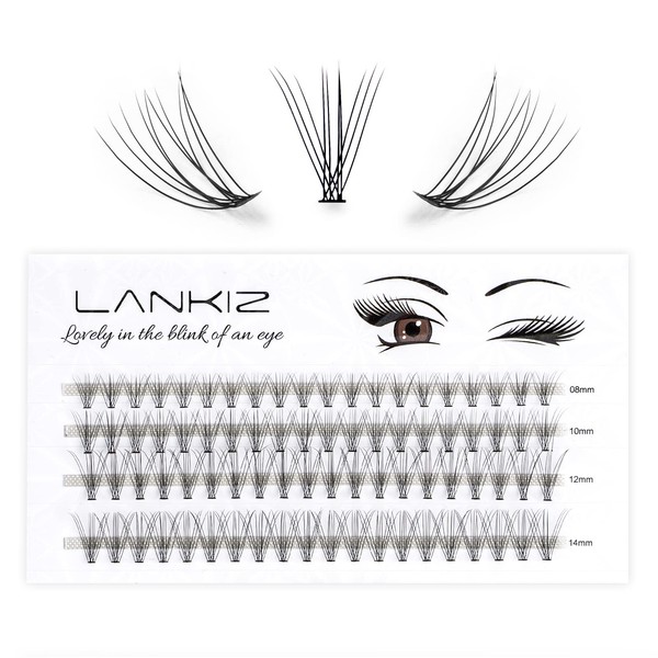 LANKIZ 10D Individual False Eyelashes for at Home, DIY Fake Eyelashes for Eyelash Extensions, Cluster Eyelashes