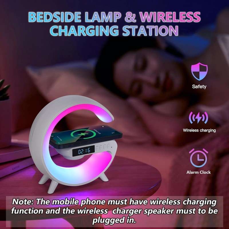 Htoxsdc Mini Smart LED Table Lamp, 4-in-1 Wireless Charger, Wireless