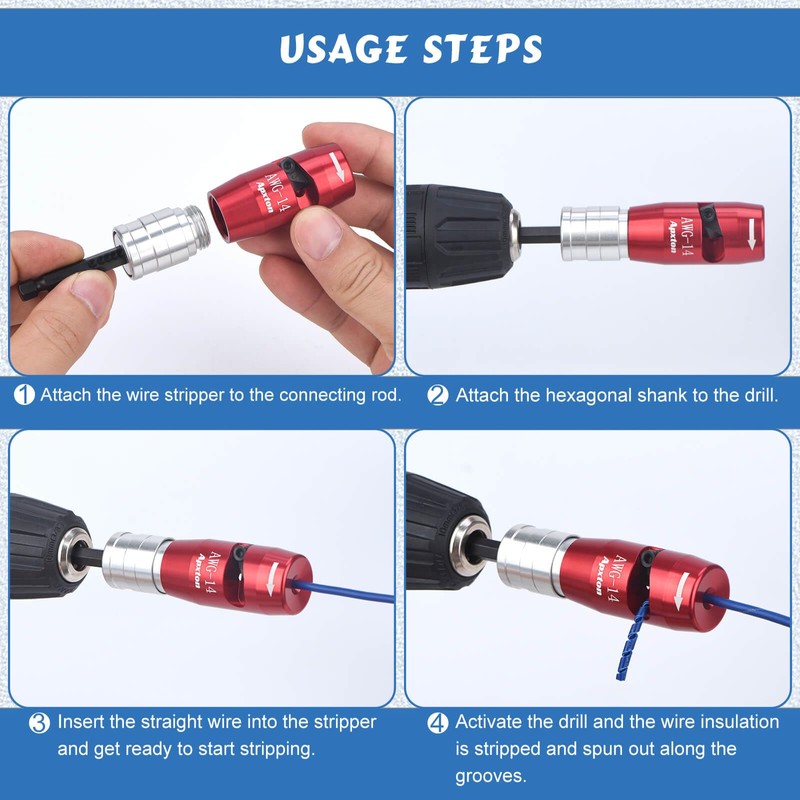 Wire Stripper for Drill, US Standard Electric Wire Stripper Tool
