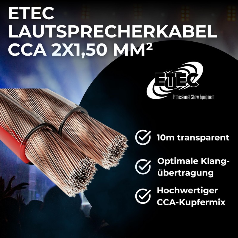 ETEC Speaker Cable CCA 2 x 1.50 mm² Transparent 10