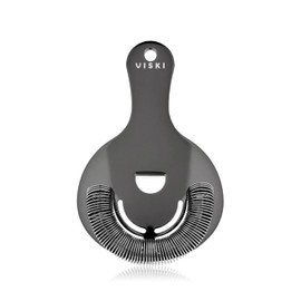 Viski Hawthorne and Bartending Strainer - Stainless Steel Bar Cocktail Strainer for Drinks with Handles, Gunmetal Black
