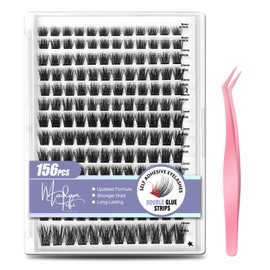 Madam Fifi 156 PCS Self-Adhesive Lash Clusters – No Glue Needed, Dual-Row Sticky Strips, DIY Individual Lash Extensions, Soft Fluffy False Eyelashes (Fluffy-Mixed)