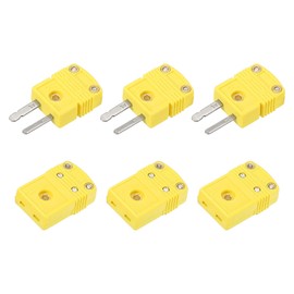 MECCANIXITY Mini K Type Thermocouple Wire Connectors Male Female Plug Adapter High Temperature 220°C(428°F) for Thermocouple Sensor Probe Yellow 3Set