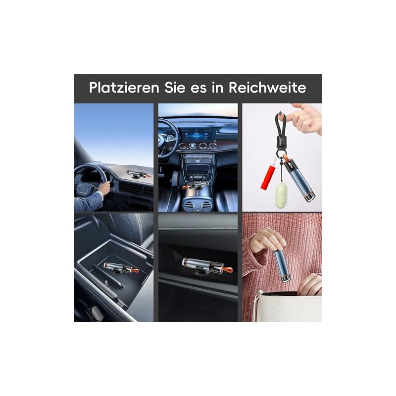 Gurtschneider Notfallhammer Auto 2 Stück, Notfallhammer Auto mit Gurtschneider, Federkörner