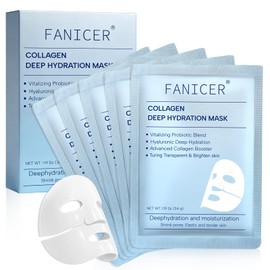 Pack of 5 Collagen Mask, Hydrogel Mask, Moisturising Mask for Face