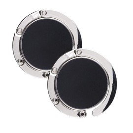 WPRO 2 x Nicola Handbag Holder Metal Case Bag Holder Bag Hanger Non-Slip Table Gift Women Foldable Black