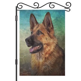 AOYEGO German Shepherd Dog Garden Yard Flag 12.5"x 18" Double Sided Polyester Portrait on Old Vintage Color Grunge Paper House Flag Banners for Patio Lawn Outdoor Home Decor