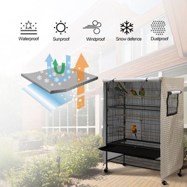 Eacam Birdcage Cover Night Birdcage Cover Sleep Helper for Brid Cage with Window Drawstring Bird Cage Waterproof Windshield Dust-Proof Parrot Cage Cover Breathable Washable Birds Cage Catcher Cover