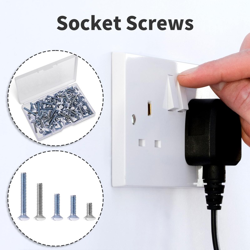 120PCS Wall Plate Screws Outlet Cover Screws White Long 6-32