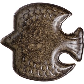 Minoru Pottery Mino Ware Dinky 120 Tri Plate Iga Mat, Brown