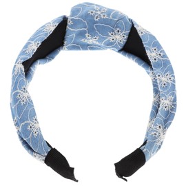 VICASKY Knotted Denim Headband for Women Wide Hollow Design Comfortable Hair Accessory for Fashion and Casual Wear
