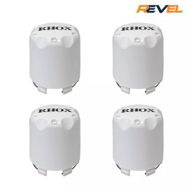 RHOX Golf Cart Center Caps, 4 Pack of Gloss White w/ Black RHOX Lettering