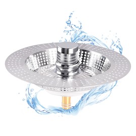 Drain Plug and Drain Strainer Kitchen Sink, 3-in-1 Plug for Sink, Universal Sink Strainer and Odour Prevention, Kitchen Sink Plug, Drain Fitting for Sink and Washbasin