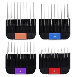 4 Pieces Animal Stainless Steel Attachment Guide Guard Combs for A5 Style Detachable Blade Pet Groomers, 1/8", 1/4", 3/8", 1/2" Compatible with Wahl KM Series Andis AG BG Oster A5 A6 Animal Clippers