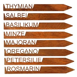Herb Stakes, Set of 8, Patina Iron Herb Signs, Garden Stakes, Herb Signs