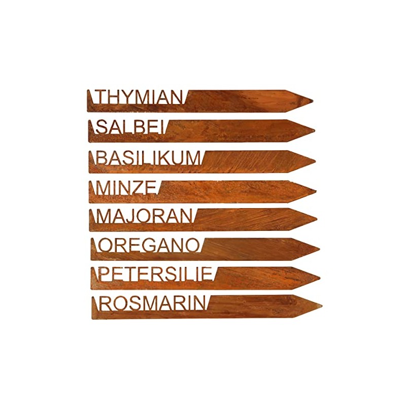 Herb Stakes, Set of 8, Patina Iron Herb Signs, Garden
