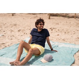 MOMOMUS Oversized Indian Fouta with Fringe – Made of 100% Cotton for Sand-Free Comfort | Extra Large Beach Towel – Sandproof Beach Blanket – Big Beach Mat -Outdoor Picnic Blanket (Sea Green, 83x94 in)