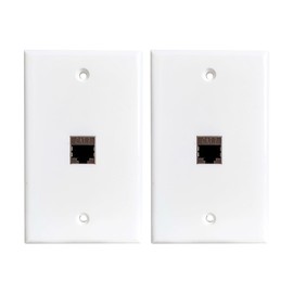 1 Port CAT7 Ethernet Wall Plate Female to Female, Single Gang Shielded CAT 7 Keystone Jack Outlet Cover Plate for CAT8/CAT7/CAT6 Network Cables(2-Pack)