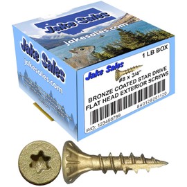 8 x 3/4" Bronze Coated Exterior Coated - ACQ Compatible Multipurpose Wood Screw -Torx/Star Drive Flat Head 1 Pound - 381 Screws
